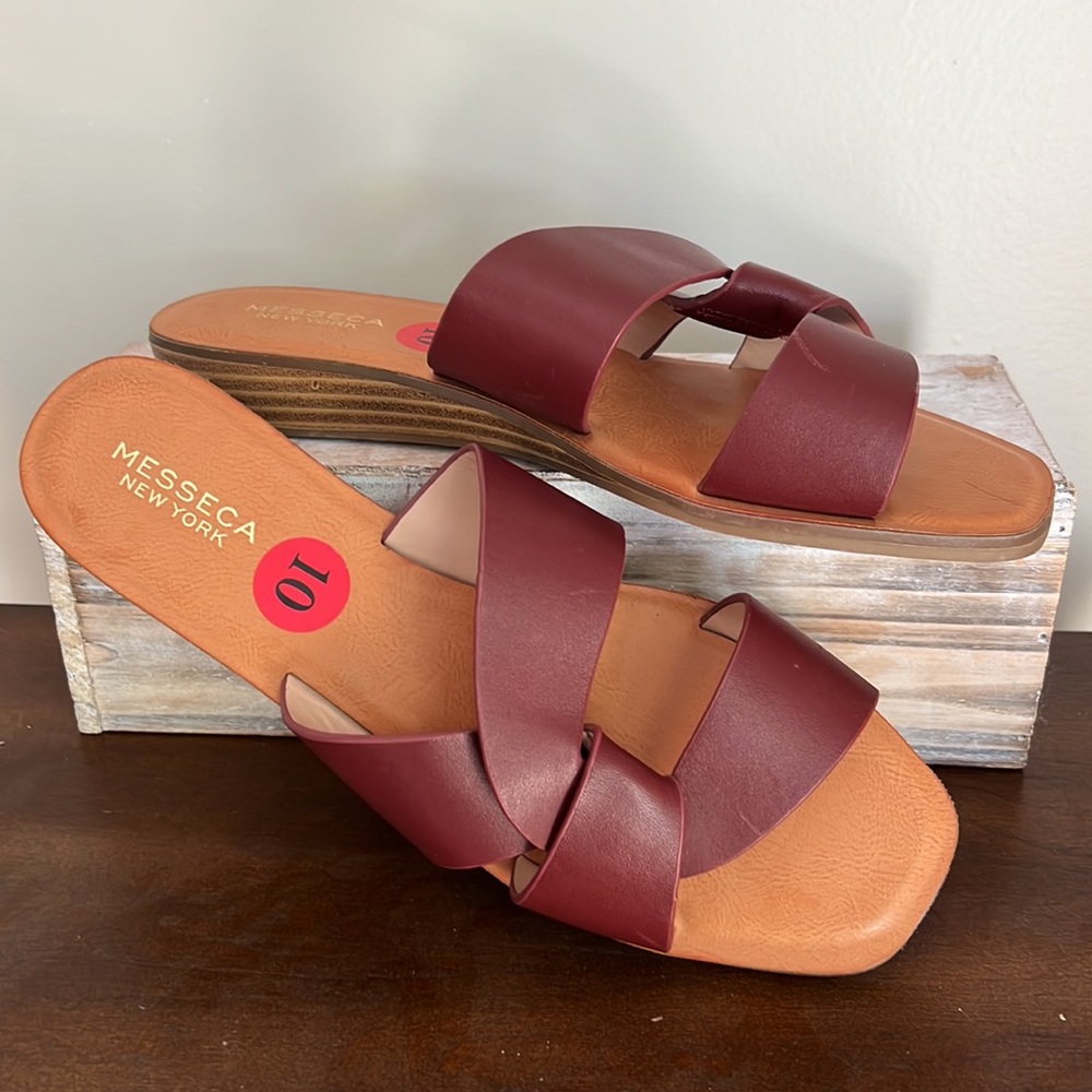MESSECA NEW YORK “TYLA”  Leather Maroon Sandals Size 10